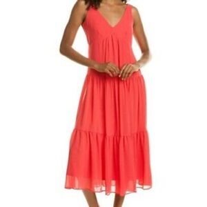 Women's Just Taylor Red V Neck Flowy‎ Midi Dress Size 4